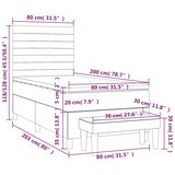 Box spring krevet s madracem tamnozeleni 80 x 200 cm baršunasti | shoptok.hr