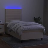 Krevet box spring s madracem LED krem 90x190 cm od tkanine | Eponuda.com