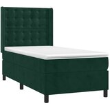  box spring s madracem LED tamnozeleni 100x200 cm baršun | shoptok.hr