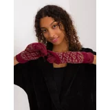 Fashion Hunters Burgundy warm gloves with patterns