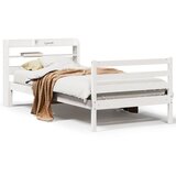 Maison Chic Posteljni okvir - Enojna postelja - Postelja za odrasle z vzglavjem bel 75x190 cm trdna borovina, (21697024) | Shoptok.si