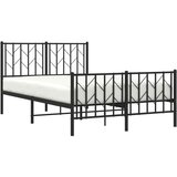 vidaXL Metalni okvir kreveta uzglavlje i podnožje crni 120x190 cm | shoptok.hr