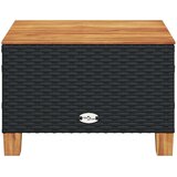 vidaXL Vrtna miza črna 55x55x36 cm poli ratan in akacijev les | Shoptok.si