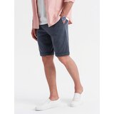 Ombre Men's short shorts with structured knit elastic band - navy blue | Eponuda.ba