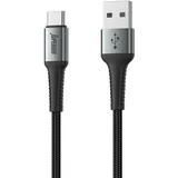 USB data kabl SU-K108, USB-A na Type-C, Pleteni, Fast 27W, 3A, 2 m, Crni