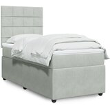 vidaXL Box spring postelja z vzmetnico svetlo siva 100x200 cm žamet Cene