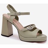 VINCEZA Ladies leather sandals on heel | Shoptok.si