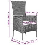  Vrtna garnitura - 9-dijelni vrtni blagovaonski set s jastucima crni od poliratana - Stolica boja drva 8 | shoptok.hr