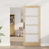 vidaXL drsna vrata s kompletom opreme 'ORKDAL'iz trdega lesa in stekla, notranja vrata s steklom 'ORKDAL'86x198.5x4 cm iz trdega bora | Shoptok.si