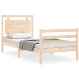 The Living Store Posteljni okvir z vzglavjem trden les - Posteljni Okvir, (21528805) | Shoptok.si