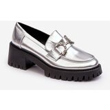 Kesi Women's leather boots with chunky high heels, silver Lemmitty Cene