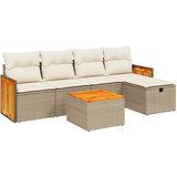 Maison Chic Seti vrtnega pohištva - Vrtna garnitura - Vrtni pohištvo set 6-delna z blazinami bež poli ratan, (21813602) | Shoptok.si