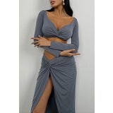 Trendyol Gray Crop Knitted Blouse | ePonuda.com