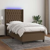  Krevet box spring s madracem LED tamnosmeđi 80 x 200 cm tkanina Cijene