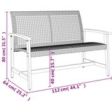  Vrtna klupa bež 112 cm od poliratana i bagremovog drva | shoptok.hr