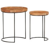 Maison Chic 2-delni Klubske mizice - Kavne mizice - Nizka mizica trden akacijev les in jeklo, (21752032) | Shoptok.si
