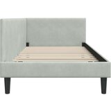 vidaXL Kotna postelja Svetlo siva 90 x 190 cm Samet in sodobno leseno | Shoptok.si