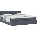  Otomanski posteljni okvir z vzmetnico temno siv 180x200cm žamet | Shoptok.si