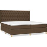  Box spring postelja z vzmetnico temno rjav 200x200 cm blago, (20999263) | Shoptok.si