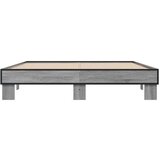 vidaXL Posteljni okvir siva sonoma 150x200 cm inž. les in kovina | Shoptok.si