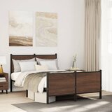 Maison Chic Kovinski Posteljni okvir - Dvoposteljna postelja - Zakonska postelja brez vzmetnice rjavi hrast 137x190cm, (21692900) | Shoptok.si