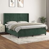 vidaXL Krevet s oprugama i madracem tamnozeleni 160x200 cm baršunasti | shoptok.hr