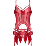 Obsessive Gifty - korzet i otvorena tanga komplet (crvena) - L/XL Slike