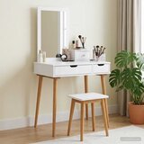  Set toaletnog stolića FAUSKE 3 kom. Bijela 76 x 50 x 143 cm - 76 cm 1x stol + 1x nadgradna polica + 1x ogledalo s pravokutnim ok Cijene