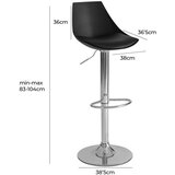 Casa Selección Crne barske stolice u setu podesive visine 2 kom od umjetne kože (visine sjedala 56,5 cm) – | shoptok.hr