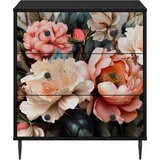  Komoda BORNE Print lagane peonije 66 x 36,5 x 76 cm Crni hrast | shoptok.hr