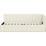 Kutni okvir kreveta s uzglavljem Krema 80 cm x 200 cm Baršun | shoptok.hr