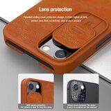Nillkin Qin Leather Pro preklopna torbica z zaščito za kamero za iPhone 13 - rjava | Shoptok.si