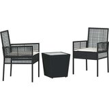  3-komponentni vrtni bistro set s jastučićima crni poli ratan | shoptok.hr