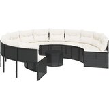 The Living Store Vrtni kavč z mizo in blazinami okrogel črn poli ratan - Vrtni Kavč, (21625368) | Shoptok.si