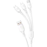 3v1 Kabel USB-A na USB-C mikro USB iPhone Lightning 480Mb/s 1.2m bel, (21091142)
