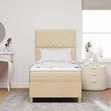  LED Box Spring Krevet s uzglavljem Krema 90 x 190 cm tkanina | shoptok.hr