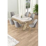 Hanah home Set Trpezarijski sto i 6 stolica Lai, Sivo-bijela | Eponuda.ba