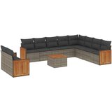  The Living Store Vrtna sedežna garnitura 11-delna z blazinami siv poli ratan - Vrtna Sedežna Garniture, (21451267) | Shoptok.si