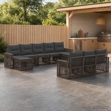  Sjedeća garnitura za vrt 10 kom. Siva i tamno siva poliratan 65,5 x 62 x 70 cm | Shoptok.si