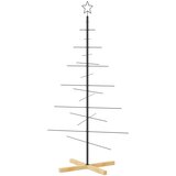  Metalno božićno drvce s drvenim stalkom crno 150 cm | shoptok.hr