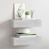  Zidne police s ladicom 2 kom boja betona 40 x 23,5 x 10 cm MDF | shoptok.hr