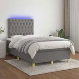  Box spring postelja z vzmetnico LED temno siva 120x200 cm blago, (20724540) Cene