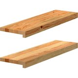 vidaXL Okenske police 2 kosa svetlo rjava 70x20x2 cm trdna hrastovina | Shoptok.si