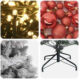  Umjetno božićno drvce s kuglicama 120 cm 150 LED lampica - Zelena i bijela 120 cm s LED-ima i crvenim lopticama | shoptok.hr