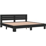  The Living Store Posteljni okvir črn 200x200 cm inženirski les in kovina - Posteljni Okvir, (21445753) | Shoptok.si