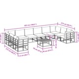 vidaXL Vrtna sedežna garnitura 11 pcs Črna 70 x 70 x 32 cm Aluminij | Shoptok.si