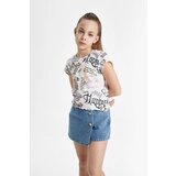 Defacto girl's Crop Printed Short Sleeve T-Shirt Cene