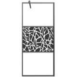 Pregrada za tuš s policom crna 90x195 cm staklo ESG i aluminij | shoptok.hr
