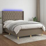 Maison Chic Box spring postelja - Vzmetna postelja z vzmetnico LED taupe 140x190 cm blago SL3238, (21903875) | Shoptok.si
