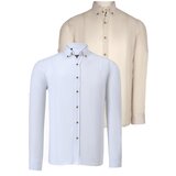 Dewberry DOUBLE SET G721 MEN'S SHIRT-WHITE-BEIGE Cijene
